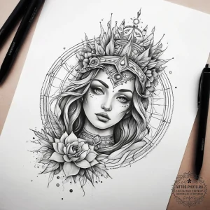 Tattoo sketch hands with an astrology, ink il... - эскиз тату (№1758104564_0, 17.09.2025 10:22) — tattoo-photo.ru