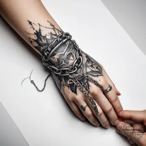 Tattoo sketch hands with a chain - эскиз тату (№1758106174_0, 17.09.2025 10:49) — tattoo-photo.ru
