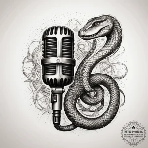 Tattoo sketch musician a microphone with a sn... - эскиз тату (№1758106794_0, 17.09.2025 10:59) — tattoo-photo.ru