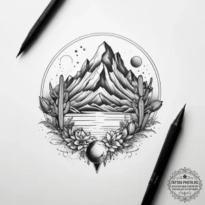 Tattoo sketch desert, tattoo flash sheet desi... - эскиз тату (№1758107210_0, 17.09.2025 11:06) — tattoo-photo.ru