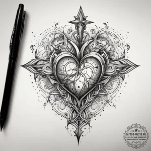 Tattoo sketch cosmic heart, tattoo flash shee... - эскиз тату (№1758108981_0, 17.09.2025 11:36) — tattoo-photo.ru