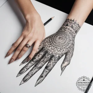 Tattoo sketch hands with a pencil - эскиз тату (№1758109967_0, 17.09.2025 11:52) — tattoo-photo.ru