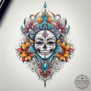 Tattoo sketch spiritual fount, tattoo line ar... - эскиз тату (№1758113780_0, 17.09.2025 12:56) — tattoo-photo.ru