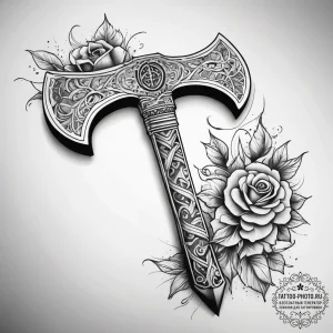 Tattoo sketch perun's axe with runes, tattoo... - эскиз тату (№1758118673_0, 17.09.2025 14:17) — tattoo-photo.ru