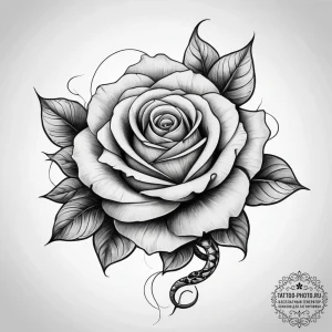 Tattoo sketch a rose with a snake, tattoo dra... - эскиз тату (№1758119061_0, 17.09.2025 14:24) — tattoo-photo.ru