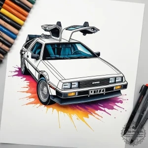 Tattoo sketch back to the future delorean, ta... - эскиз тату (№1758120424_0, 17.09.2025 14:47) — tattoo-photo.ru