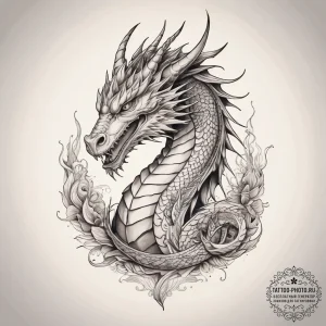 Tattoo sketch dragon with a quote, tattoo dra... - эскиз тату (№1758120616_0, 17.09.2025 14:50) — tattoo-photo.ru