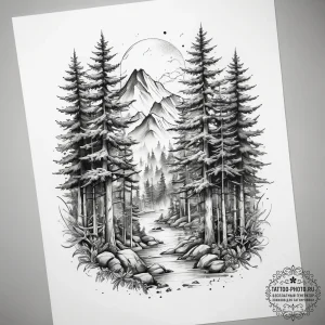 Tattoo sketch forest - эскиз тату (№1758121783_0, 17.09.2025 15:09) — tattoo-photo.ru