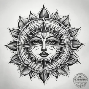 Tattoo sketch sun tattoo, artistic tattoo ske... - эскиз тату (№1758126093_0, 17.09.2025 16:21) — tattoo-photo.ru