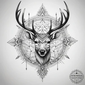 Tattoo sketch hunting bow and arrow with a de... - эскиз тату (№1758126504_0, 17.09.2025 16:28) — tattoo-photo.ru