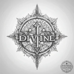 Tattoo sketch divine lettering - эскиз тату (№1758127691_0, 17.09.2025 16:48) — tattoo-photo.ru