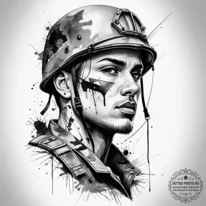 Tattoo sketch soldier with a thread, tattoo s... - эскиз тату (№1758129506_0, 17.09.2025 17:18) — tattoo-photo.ru