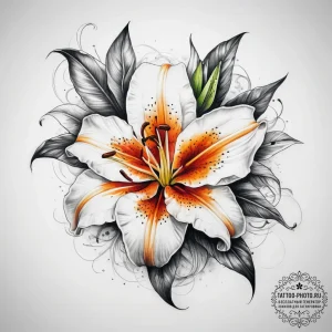 Tattoo sketch tiger lily - эскиз тату (№1758134333_0, 17.09.2025 18:38) — tattoo-photo.ru
