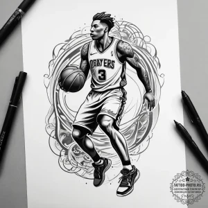 Tattoo sketch basketball player silhouette, t... - эскиз тату (№1758134969_0, 17.09.2025 18:49) — tattoo-photo.ru