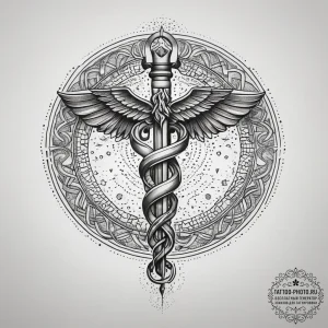 Tattoo sketch doctor caduceus symbol, artisti... - эскиз тату (№1758135174_0, 17.09.2025 18:52) — tattoo-photo.ru