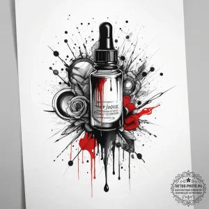 Tattoo sketch nail polish drip, concept art f... - эскиз тату (№1758135789_0, 17.09.2025 19:03) — tattoo-photo.ru