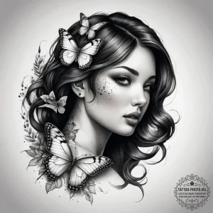 Tattoo sketch butterfly girl tattoo, concept... - эскиз тату (№1758136196_0, 17.09.2025 19:09) — tattoo-photo.ru