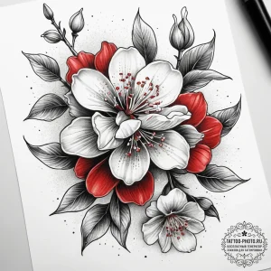 Tattoo sketch almond blossom, artistic tattoo... - эскиз тату (№1758136992_0, 17.09.2025 19:23) — tattoo-photo.ru