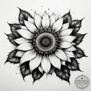 Tattoo sketch sunflower, tattoo drawing outli... - эскиз тату (№1758138184_0, 17.09.2025 19:43) — tattoo-photo.ru
