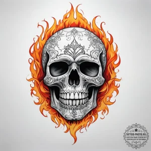 Tattoo sketch узор в виде черепа с огнем - эскиз тату (№1758138989_0, 17.09.2025 19:56) — tattoo-photo.ru