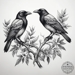 Tattoo sketch ворон на ветке, tattoo sketch d... - эскиз тату (№1758140191_0, 17.09.2025 20:16) — tattoo-photo.ru