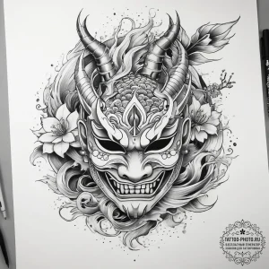 Tattoo sketch feathered mask, tattoo sketch d... - эскиз тату (№1758141175_0, 17.09.2025 20:32) — tattoo-photo.ru