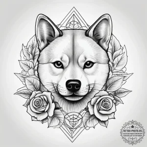Tattoo sketch shiba inu, tattoo drawing outli... - эскиз тату (№1758141985_0, 17.09.2025 20:46) — tattoo-photo.ru
