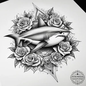 Tattoo sketch blacktip shark, tattoo flash sh... - эскиз тату (№1758142588_0, 17.09.2025 20:56) — tattoo-photo.ru