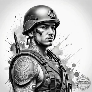 Tattoo sketch soldier with a pencil, artistic... - эскиз тату (№1758142998_0, 17.09.2025 21:03) — tattoo-photo.ru