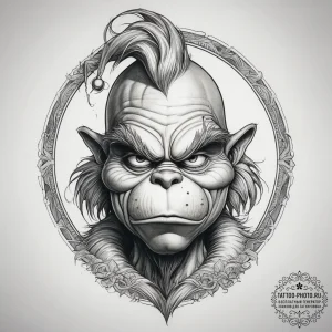 Tattoo sketch the grinch with a claw, tattoo... - эскиз тату (№1758143198_0, 17.09.2025 21:06) — tattoo-photo.ru
