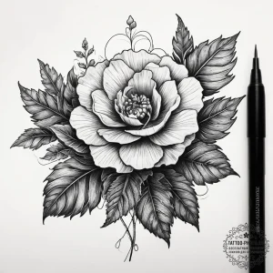 Tattoo sketch kale flower, ink illustration f... - эскиз тату (№1758146499_0, 17.09.2025 22:01) — tattoo-photo.ru