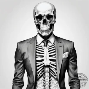 Tattoo sketch skeleton in a suit - эскиз тату (№1758147930_0, 17.09.2025 22:25) — tattoo-photo.ru
