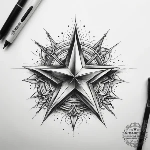 Tattoo sketch trainers with a star - эскиз тату (№1758148527_0, 17.09.2025 22:35) — tattoo-photo.ru