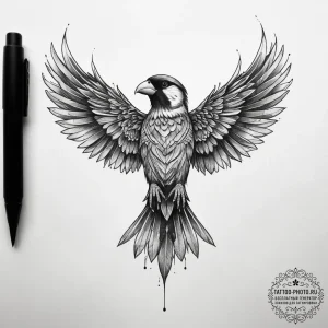 Tattoo sketch siskin, concept art for tattoo,... - эскиз тату (№1758152086_0, 17.09.2025 23:34) — tattoo-photo.ru