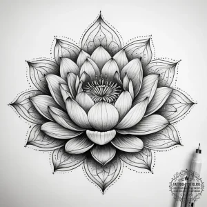 Tattoo sketch lotus flower, tattoo line art,... - эскиз тату (№1758153712_0, 18.09.2025 00:01) — tattoo-photo.ru