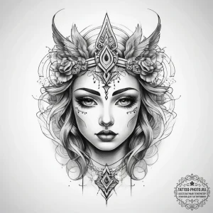 Tattoo sketch spirit - эскиз тату (№1758154494_0, 18.09.2025 00:14) — tattoo-photo.ru