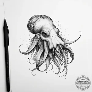 Tattoo sketch cuttlefish - эскиз тату (№1758155095_0, 18.09.2025 00:24) — tattoo-photo.ru