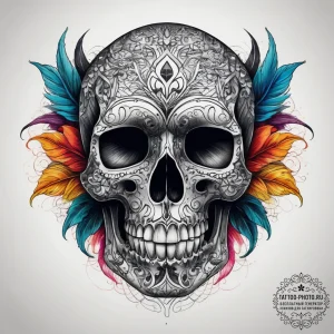 Tattoo sketch череп с узором, concept art for... - эскиз тату (№1758155483_0, 18.09.2025 00:31) — tattoo-photo.ru