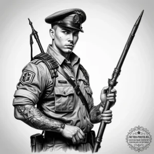 Tattoo sketch soldier with a magic wand - эскиз тату (№1758159066_0, 18.09.2025 01:31) — tattoo-photo.ru