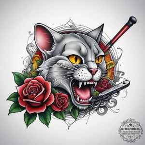 Tattoo sketch tom and jerry with a golf club,... - эскиз тату (№1758159856_0, 18.09.2025 01:44) — tattoo-photo.ru