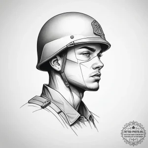 Tattoo sketch soldier with a paper, concept a... - эскиз тату (№1758160063_0, 18.09.2025 01:47) — tattoo-photo.ru