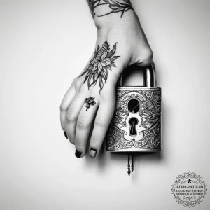Tattoo hands with a lock - эскиз тату (№1758163046_0, 18.09.2025 02:37) — tattoo-photo.ru