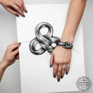 Tattoo sketch hands with a knot - эскиз тату (№1758166452_0, 18.09.2025 03:34) — tattoo-photo.ru