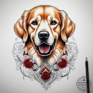 Tattoo sketch golden retriever, concept art f... - эскиз тату (№1758168243_0, 18.09.2025 04:04) — tattoo-photo.ru