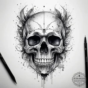 Tattoo sketch абстрактный череп, tattoo sketc... - эскиз тату (№1758169885_0, 18.09.2025 04:31) — tattoo-photo.ru