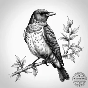 Tattoo sketch common blackbird, tattoo line a... - эскиз тату (№1758170860_0, 18.09.2025 04:47) — tattoo-photo.ru