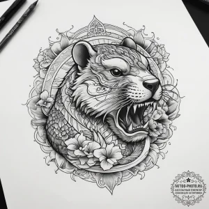 Tattoo sketch groundhog, tattoo line art, cle... - эскиз тату (№1758173184_0, 18.09.2025 05:26) — tattoo-photo.ru