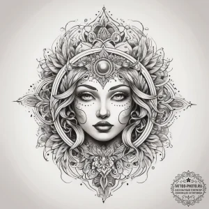 Tattoo sketch cosmic spirit, artistic tattoo... - эскиз тату (№1758178030_0, 18.09.2025 06:47) — tattoo-photo.ru