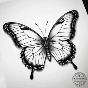 Tattoo sketch fine line of a butterfly, tatto... - эскиз тату (№1758181693_0, 18.09.2025 07:48) — tattoo-photo.ru