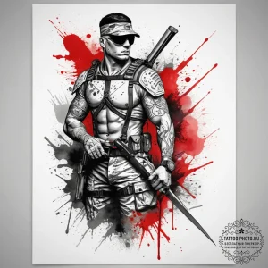 Tattoo sketch soldier with a scissors, tattoo... - эскиз тату (№1758182291_0, 18.09.2025 07:58) — tattoo-photo.ru